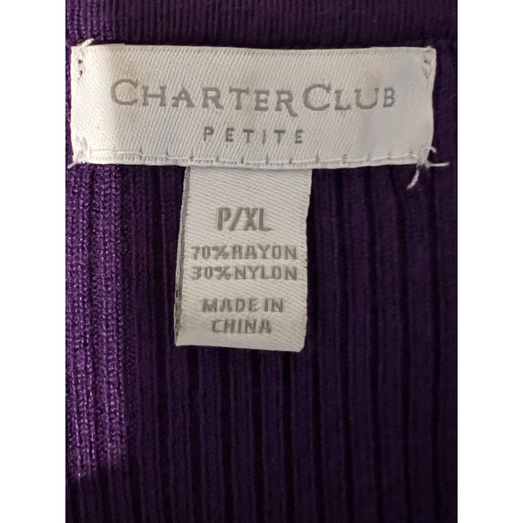 Charter Club Sweater Womens Size XLP Purple Pullover Long Sleeve Faux Wrap - Picture 2 of 8